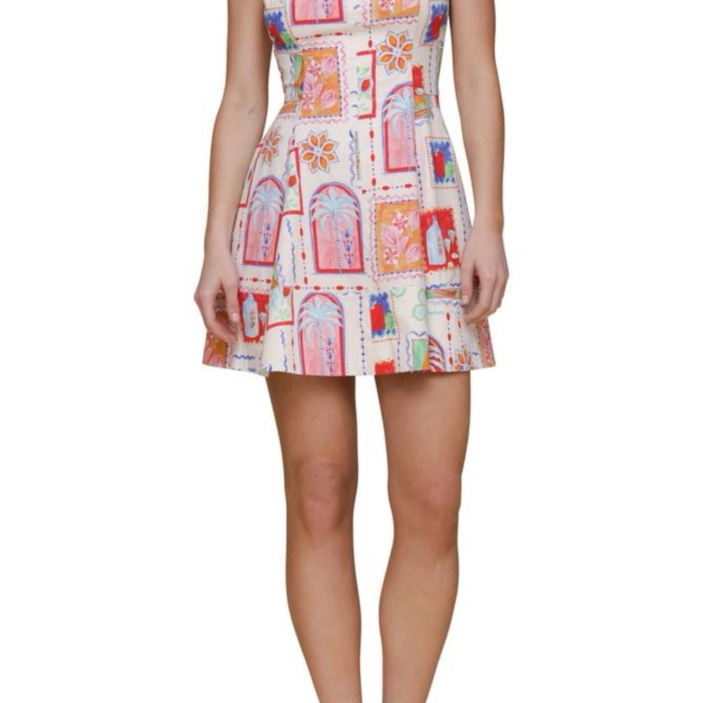 Avec Les Filles Sweetheart Neck Stretch Cotton Mini Sundress